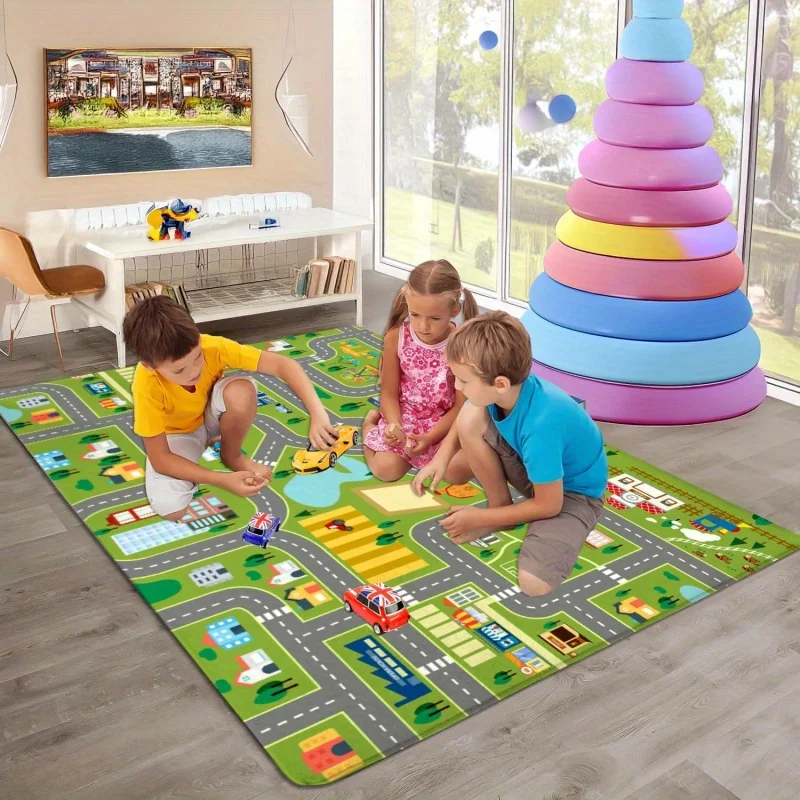 VIKAMA Children Urban Traffic Game Carpet Puzzle Early Education Crawling Mat Kindergarten Children Room Decoration Carpet