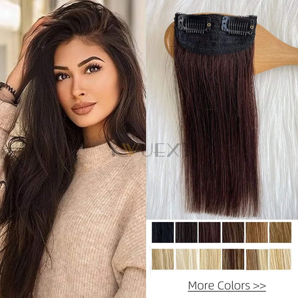 

Мини-заколка для волос с обеих сторон, настоящие натуральные человеческие волосы Remy для женщин, 2 зажима для наращивания человеческих волос