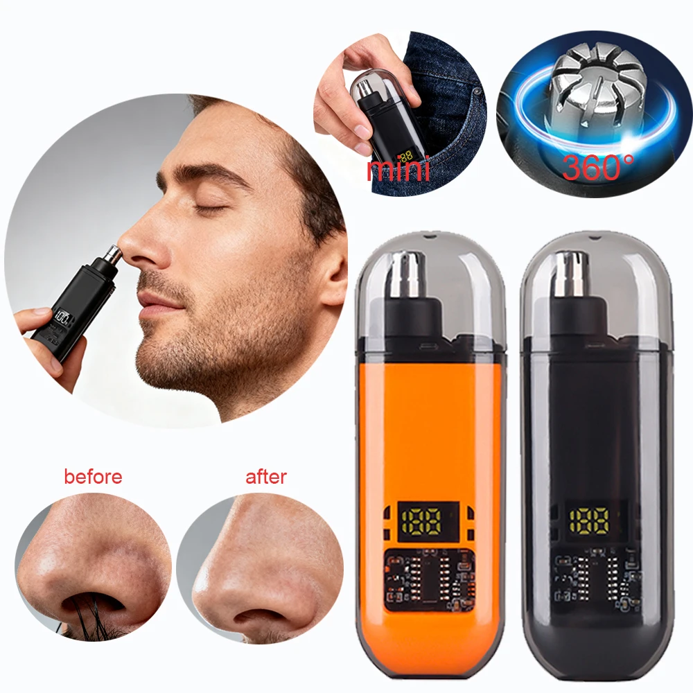 

Триммер для волос в носу и ушах для мужчин, перезаряжаемый через USB триммер для волос в носу, мини-портативный мужской электрический триммер для удаления волос в носу для ушей, бровей