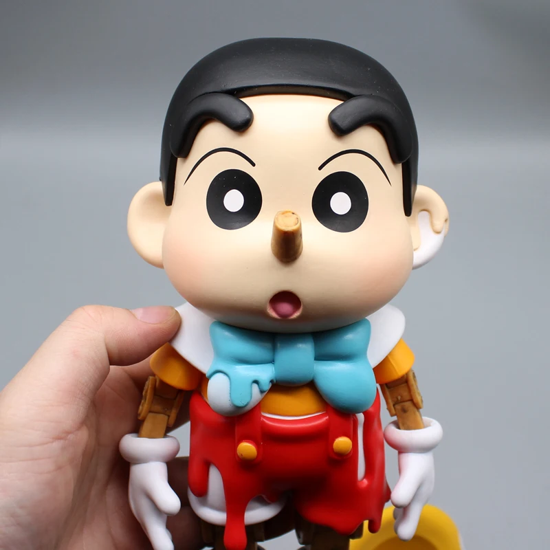 Kredka Shin-chan Anime figurka pinokio Shin-chan 28cm figurki figurka z pcv posąg Model kolekcjonerski dekoracja zabawki dla dzieci