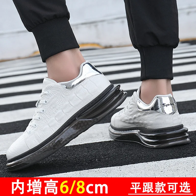 Male Light Soft sole Increasing Shoes for Men Outdoor Genuine Leather Heighten Sneaker Man Breathable non slip Trekking footwear