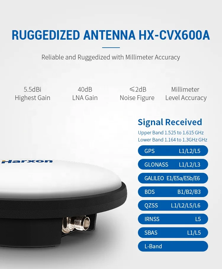 Harxon HX-CVX600A IP67 Waterproof Survey GNSS Antenna Metal Base Measurement GPS Antenna