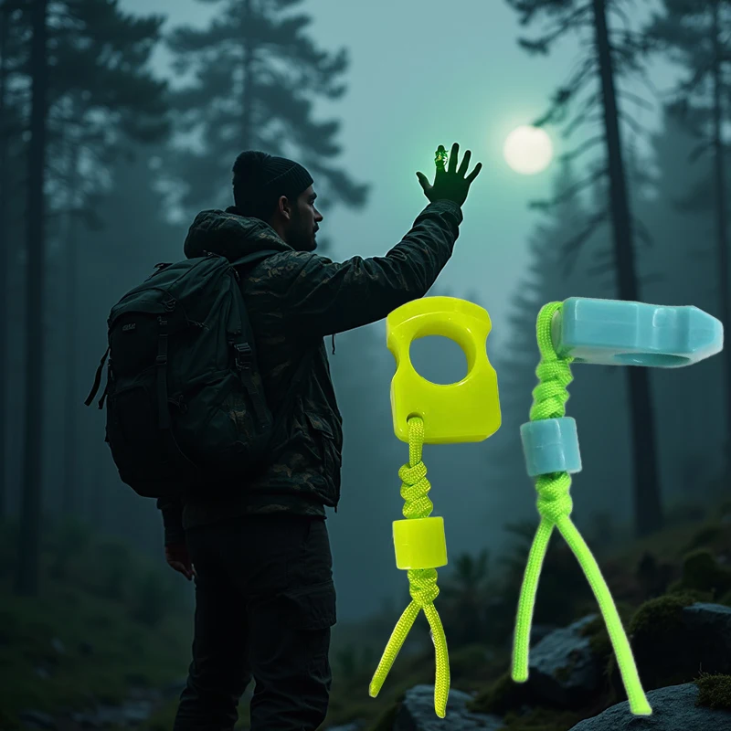 1 قطعة أدوات إنقاذ في الهواء الطلق EDC أداة حماية المفاصل مضيئة قلادة عصابة المفاتيح اليد الديكور مظلة حبل حقيبة قلادة