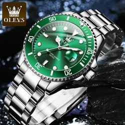 OLEVS Men Green Water Ghost Watch Luxury Top Brand Business Waterproof Large Dial Sports Stainless Steel Wristwatch Men 5885