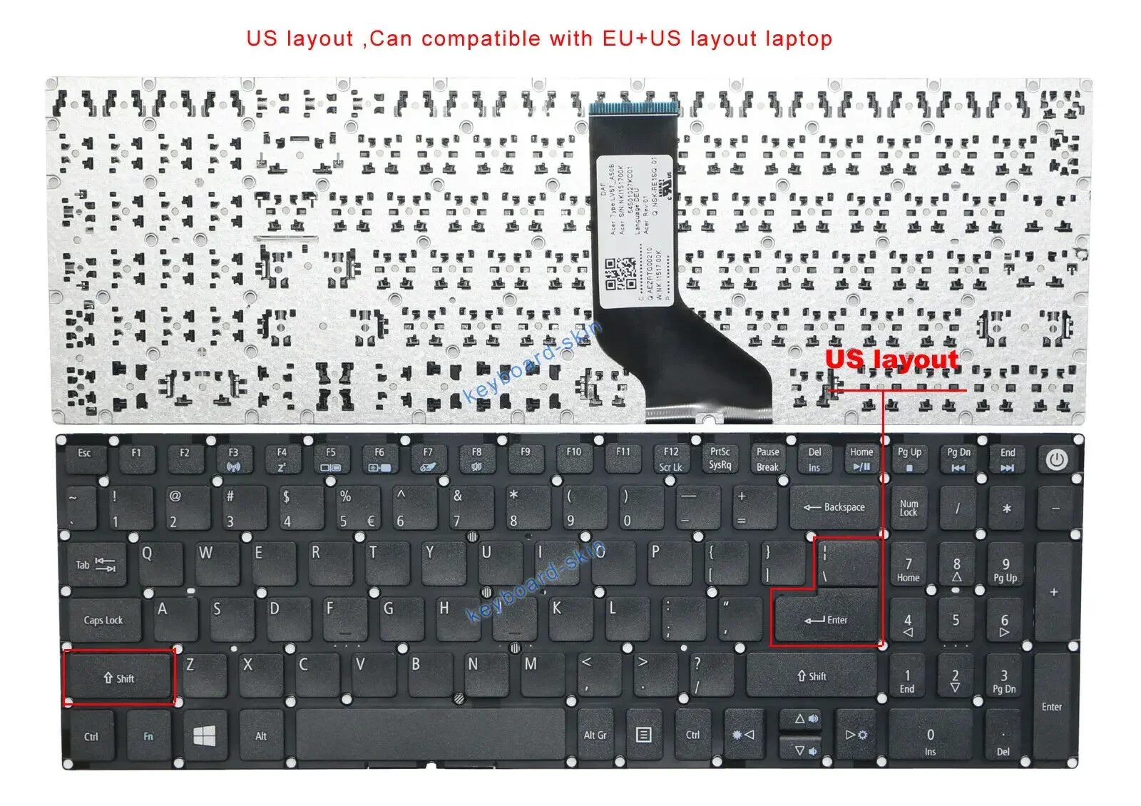 US No-backlit keyboard For Acer E5-523G,E5-532G,E5-552G,E5-553G,E5-573G,E5-574G,E5-575G,E5-576G,E5-752G,E5-772G,E5-773G lapop