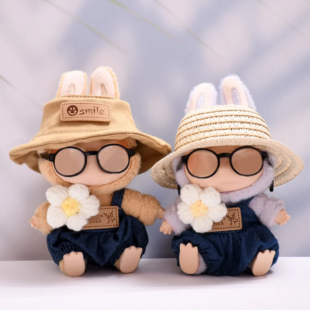 

17cm Plush Doll Clothes For Labubu Decoration Doll Accessories Flower Overalls Clothing Outfit Designer Toy Key Chain Dress Up