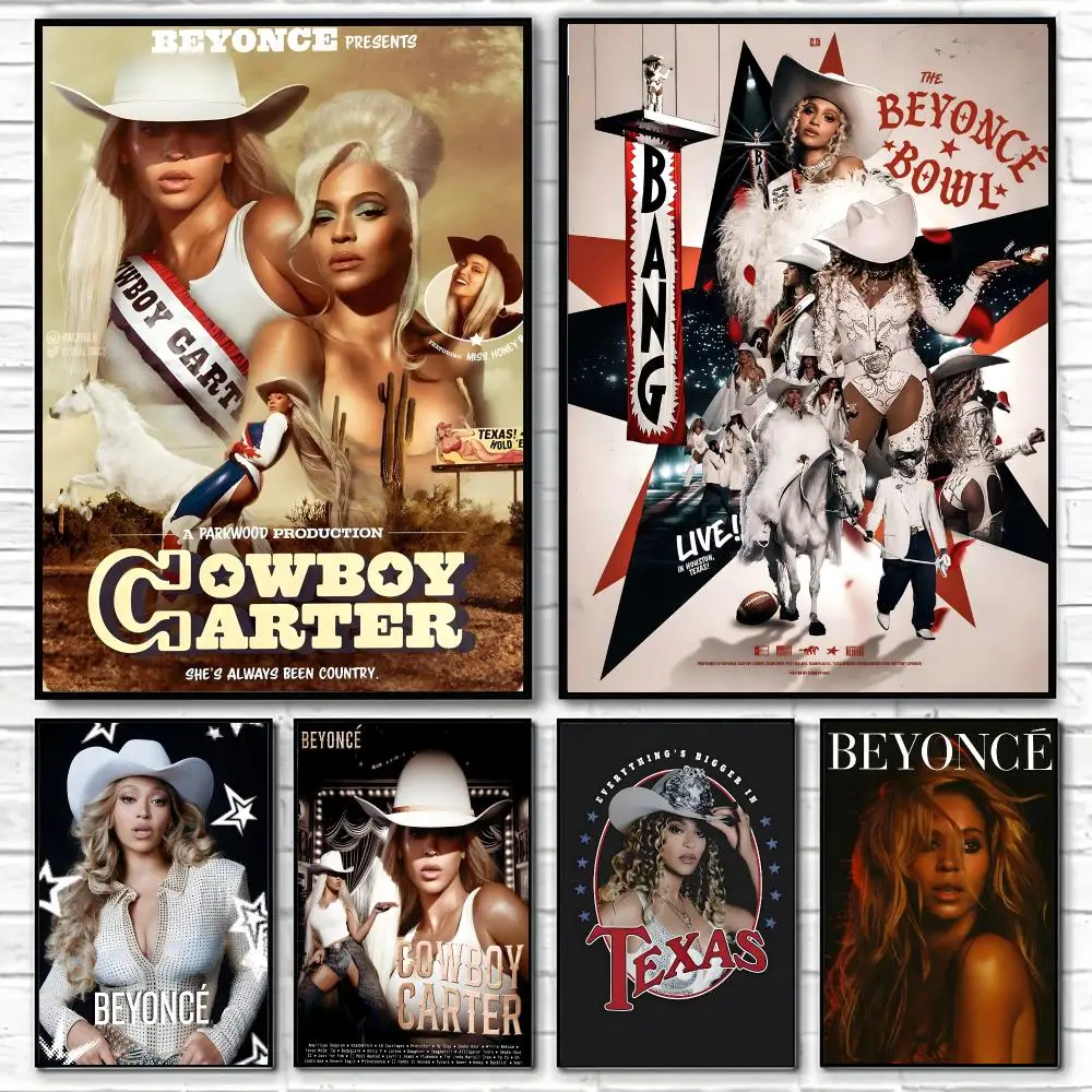 Singer Beyonce Poster Self-adhesive Art Waterproof Paper Sticker Coffee House Bar Room Wall Decor