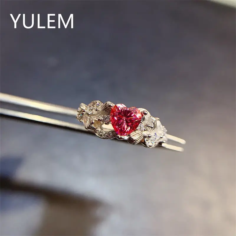 

YULEM 6X6MM новый дизайн сердце розовый муассанит для женщин подарок на день рождения для девочек