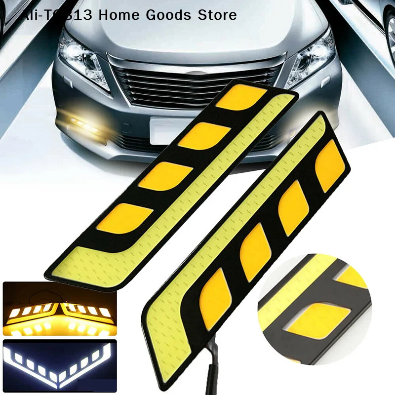 

[TG813]1PC LED COB Fog Lamp Car Daytime Running DRL Waterproof With Turn Signal Light