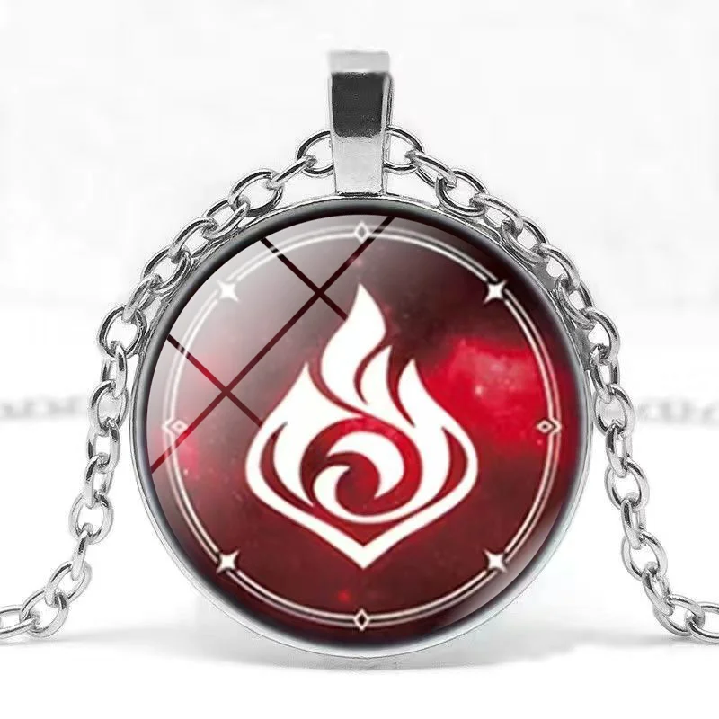 Anime Genshin Impact Game Time Jewel Necklace Elements Pendants Role-playing Props Men's and Women's Jewelry Gift Accessories