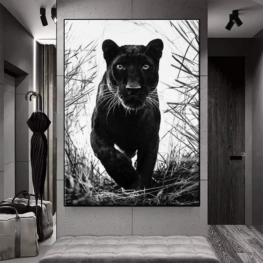 Diamond Painting Black and White Art Animal Black Panther Full Drill Square DIY Diamond Embroidery Mosaic Round Home Decor