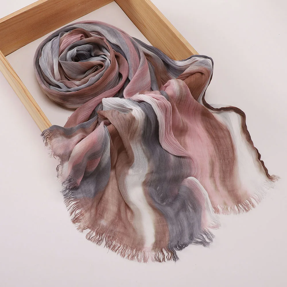 Muslimischer Batik-Hijab Premium Kopftuch Weicher Atmungsaktiver Hijab für Frauen Farbverlauf Baumwolle Viskose Modal Hijab Femme Musulman – Detail 3