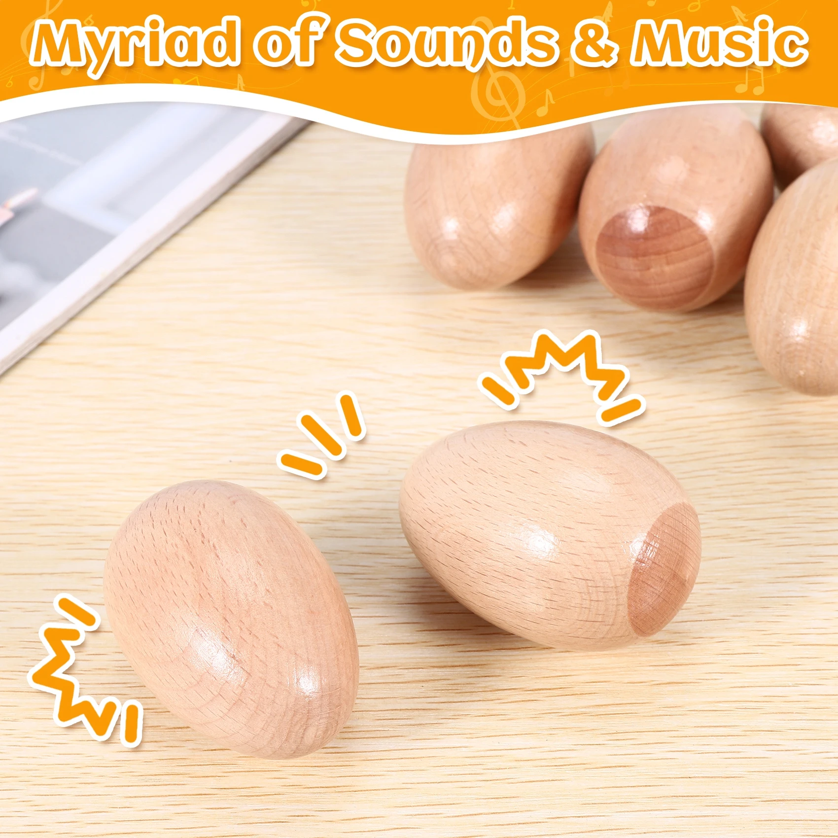 بيضة موسيقية خشبية قرع ، مجموعة من 6 أجزاء ، لعبة للأطفال