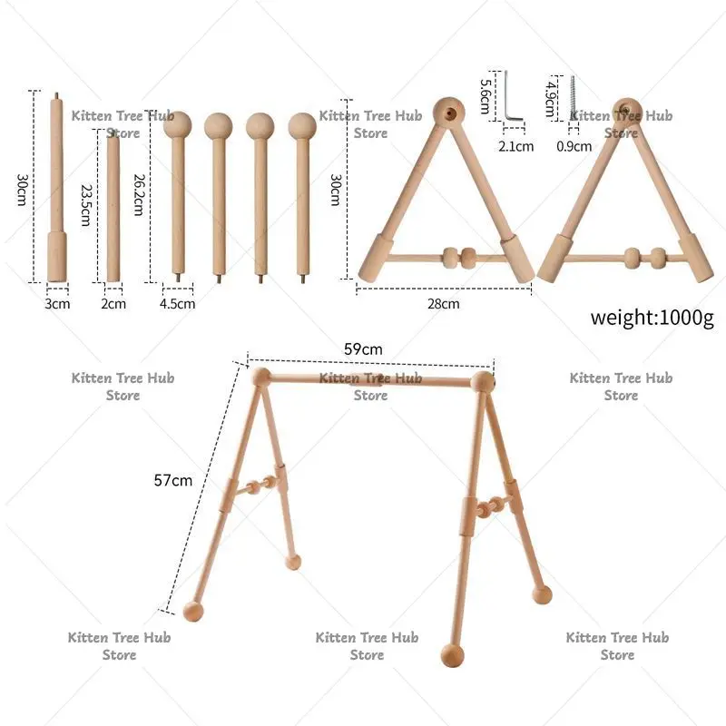 Wooden Baby Fitness Stand, Nordic-style Children's Room, Beech Wood Fitness Stand, Baby Solid Wood Fitness Stand