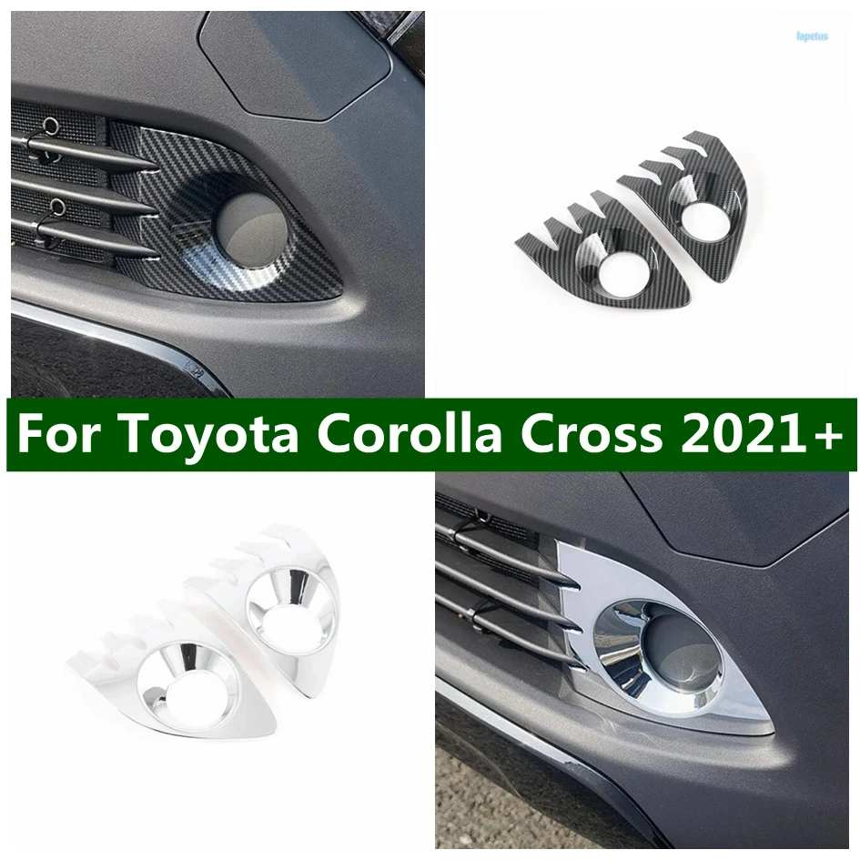 

ABS Chrome Carbon Fiber Look Front Head Fog Light Lamp Decor Frame Cover Trim For Toyota Corolla Cross 2021 - 2024 Accessories