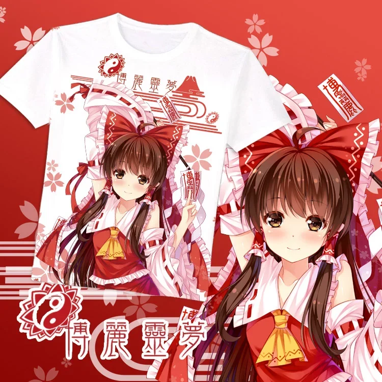 Game Touhou Project Cosplay T-Shirt 3D Hakurei Reimu Print Anime Cartoon t shirts Harajuku Short Sleeve Y2k Tops Summer Clothing