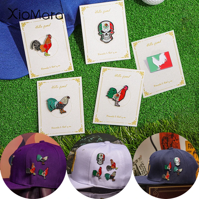 Mexican Metal Hat Pins Retro Cartoon Rooster Enamel Pin Golf Baseball Cap Decorative Brooch Clothing Jewelry Gifts For Friends