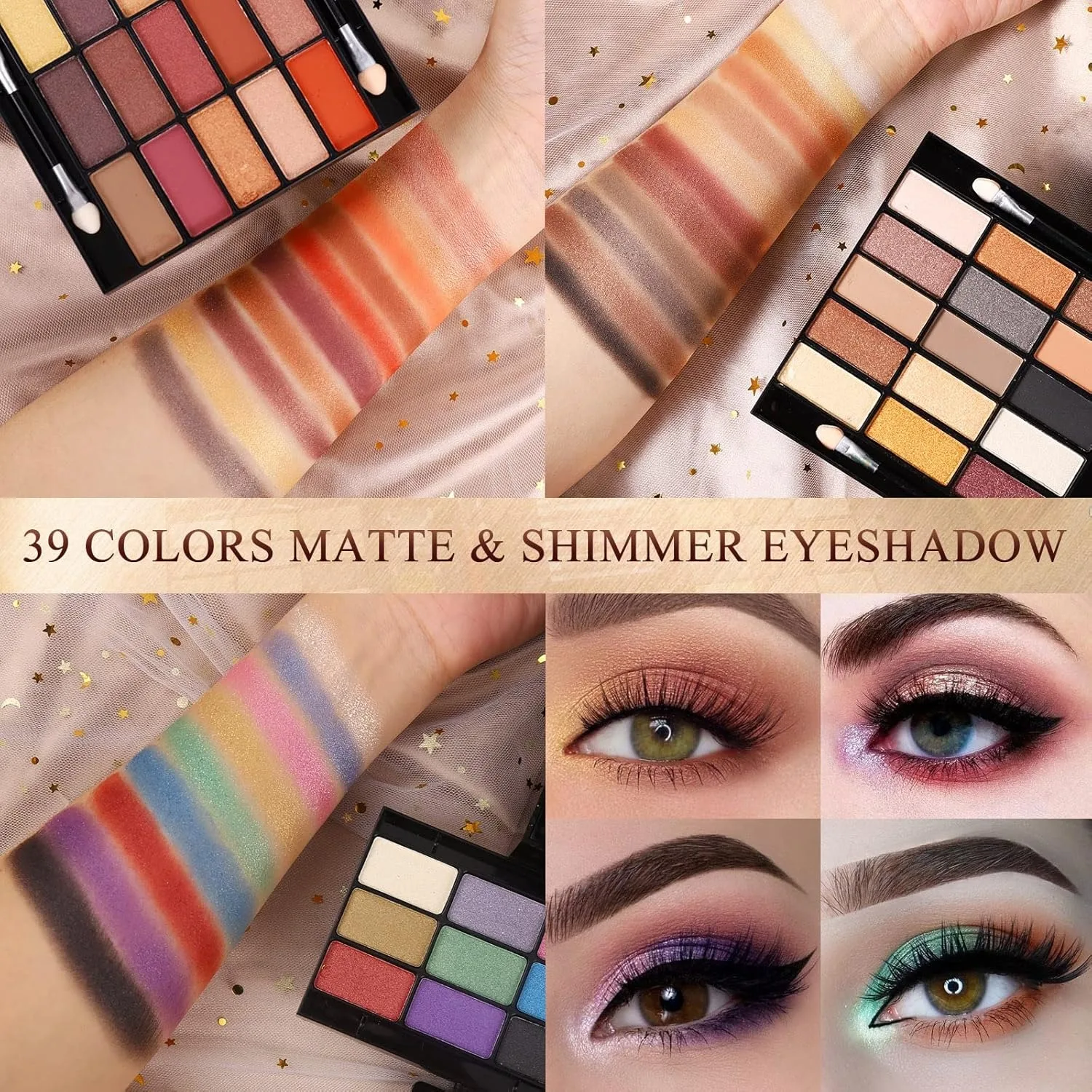 All-in-One Makeup Kit Color Spirit Professional Matte Shimmer Eyeshadow Lipstick Blush Waterproof with Brushes Mirror Case