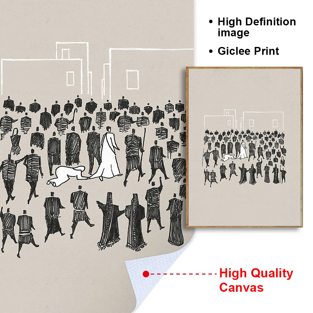 يسوع الفن قماش طباعة الكتاب المقدس الجدار ملصق فني يسوع تغذية 5000 يترك 99 اللوحة صور لديكور غرفة الإيمان المسيحي #5