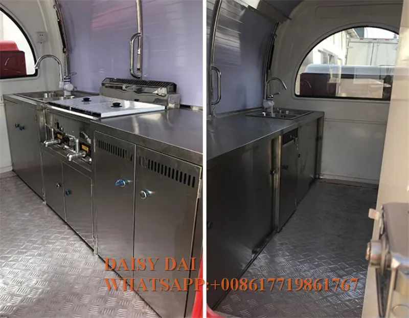 Tricycle mobile de crème glacée de café de rue commerciale, chariot de camion de restauration rapide à vendre