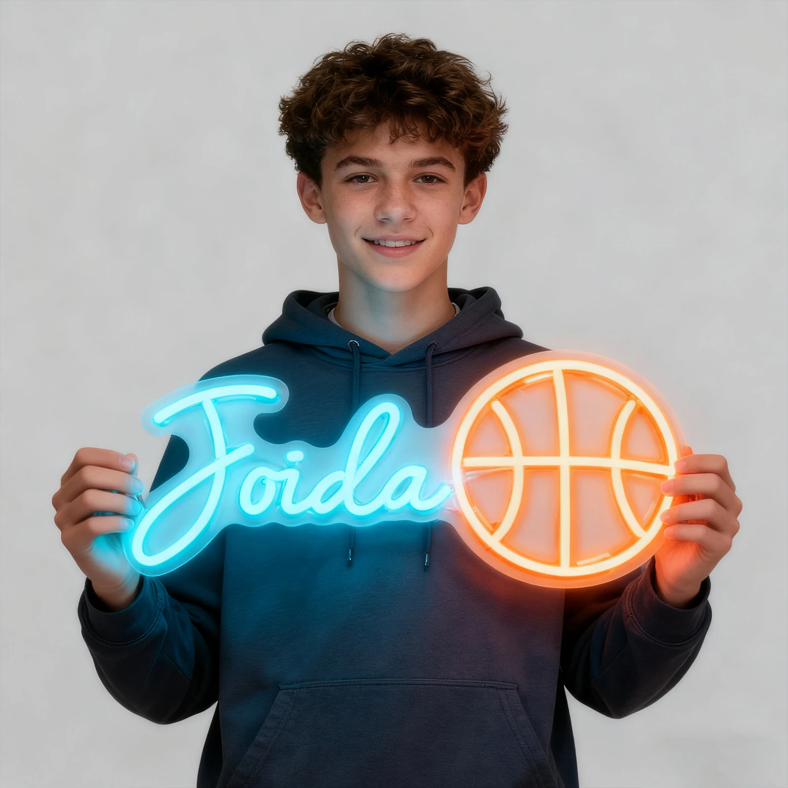 

Неоновая вывеска для баскетбола на заказ, персонализированный светодиодный светильник с оранжевым кольцом для спортивного декора стен, человеческая пещера, игровой комнаты, уникальный подарок