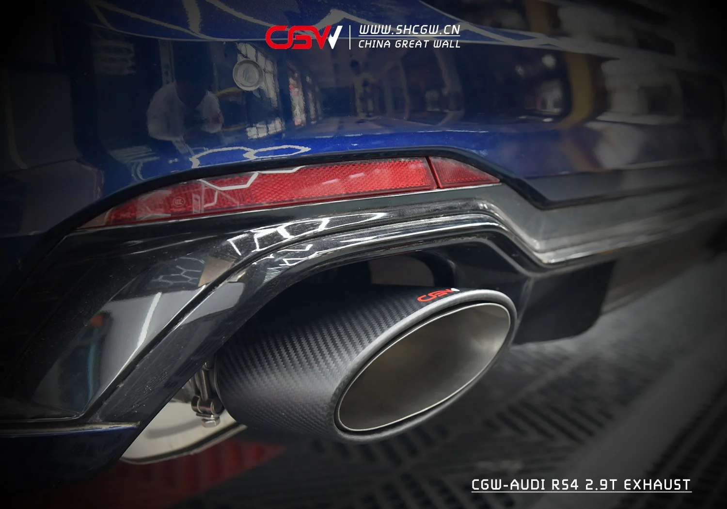 Hot Design Performance Muffler Carbon Fiber  Tips Piping Exhaust System for  RS4 B9 2.9T V6 2018+ - view 6