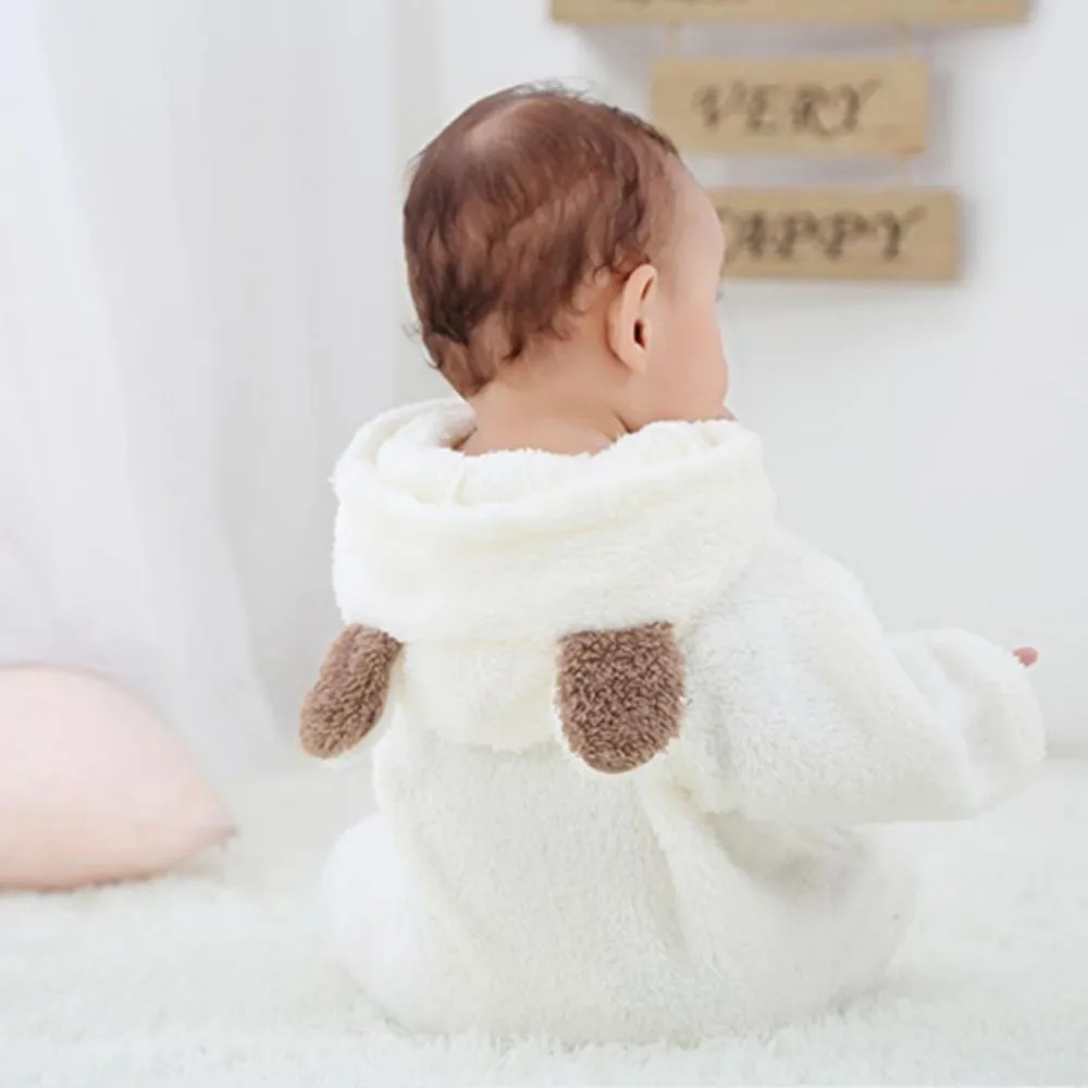 Winter Warm Baby Rompers Cartoon Style Long Sleeve Boys Girls Jumpsuits Soft Toddler Kids Clothes Baby Costume 0-1Years ﻿