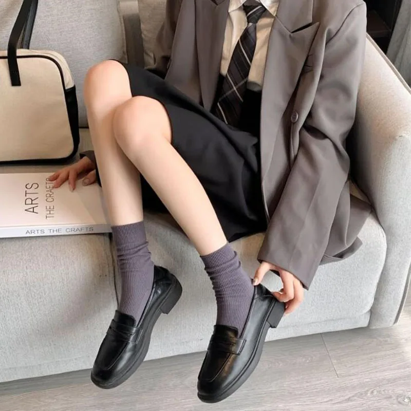 Women Solid Color Candy Socks Breathable Plain Basic Simple Girls Crew Loose Casual Sock Elastic Soft Comfortable Ankle Sox image 2