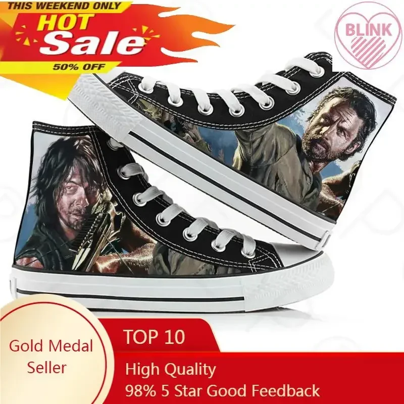 

The Walking Dead Zombie Canvas Sneakers High-top Casual Shoes for Kids Youth