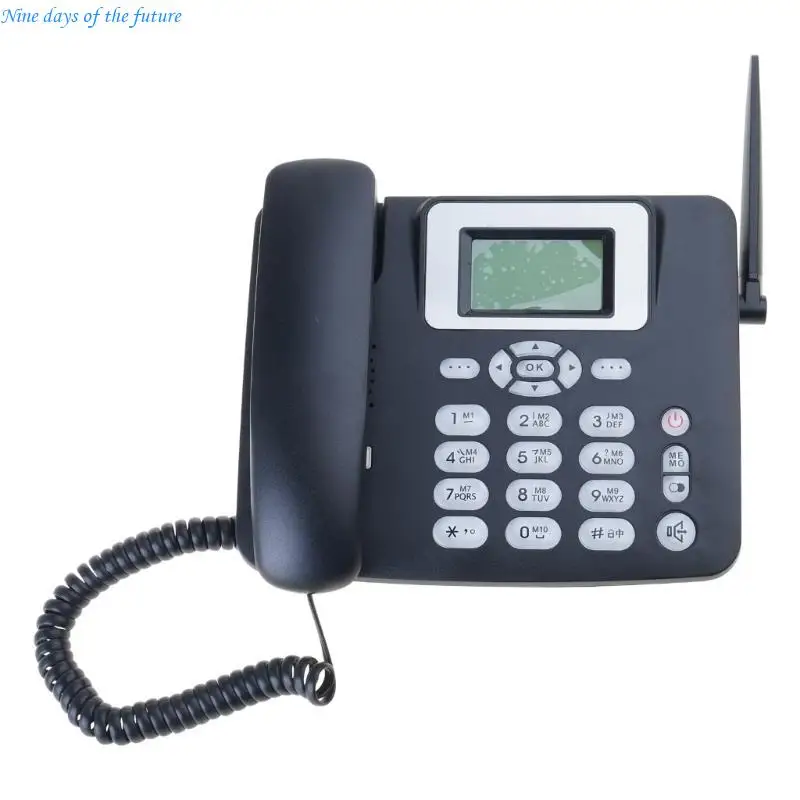 Portable GSMs Desktop Telephone, Card Wireless Fixed Phone with Antennas Radio Alarm for Home Office E65A