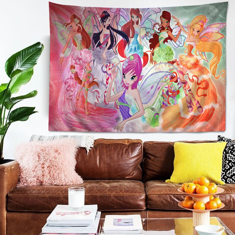 Girl Winx Clubs Chart Tapestry Home Decoration hippie bohemian decoration divination Wall Hanging Home Decor