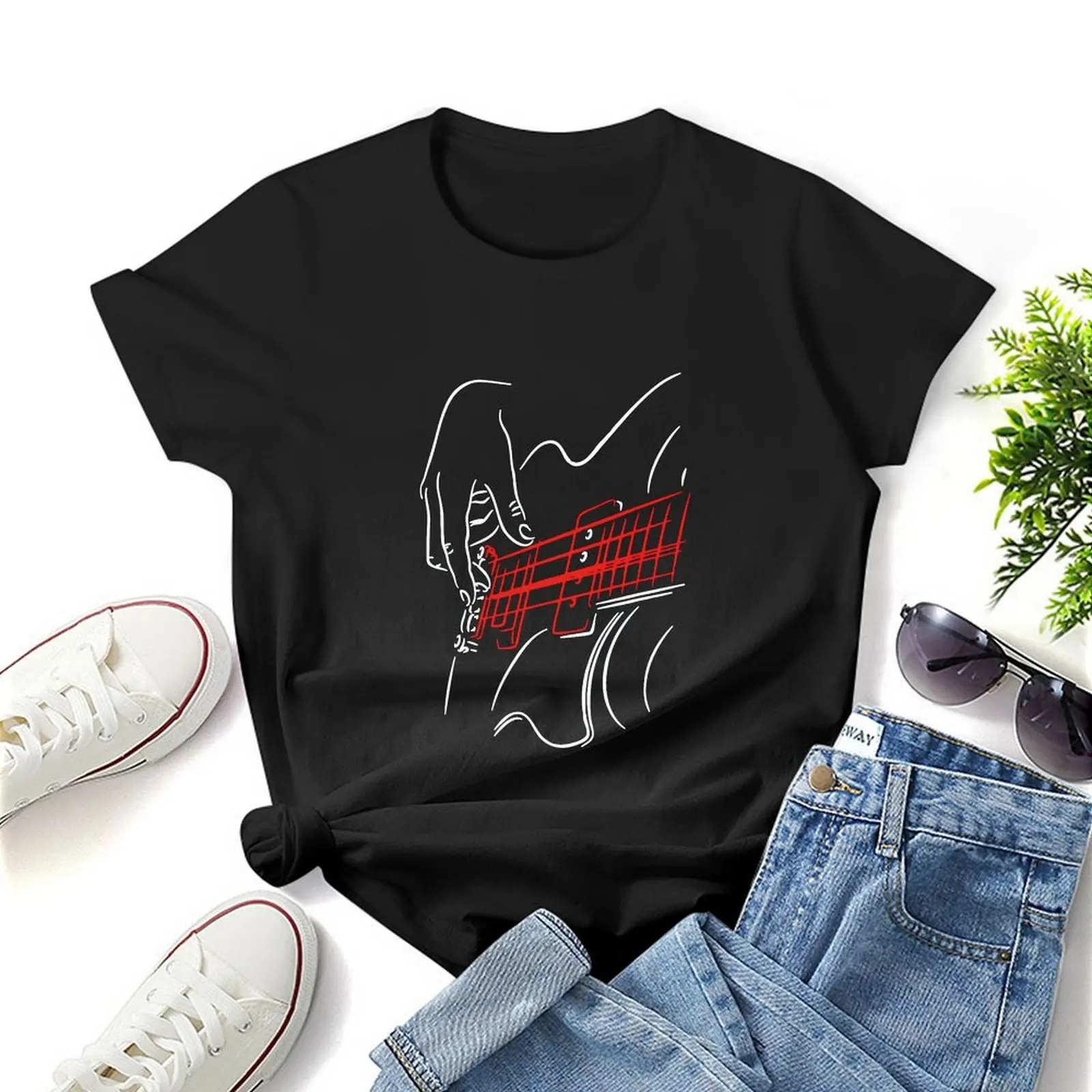 Active Bass Guitar Rock Music   Graphic Guitar Player  T Shirt Graphic Shirt Casual Short Sleeved Female Tee T-Shirt Size S-4XL