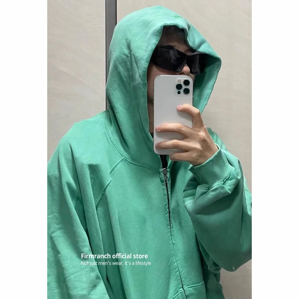 Firmranch Korean Archive Fashion Wookvibe 2023 Zip Up Hoodie Men Women Washing Old Oversized Sweatshirt Autumn Free Shipping