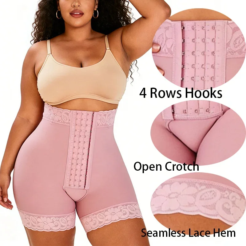 GUUDIA Lower Belly Control 4 Rows Hooks Panties Shaping Shorts Smoothing Shapewear Underwear Open Crotch Fajas Waist Reduce Faja