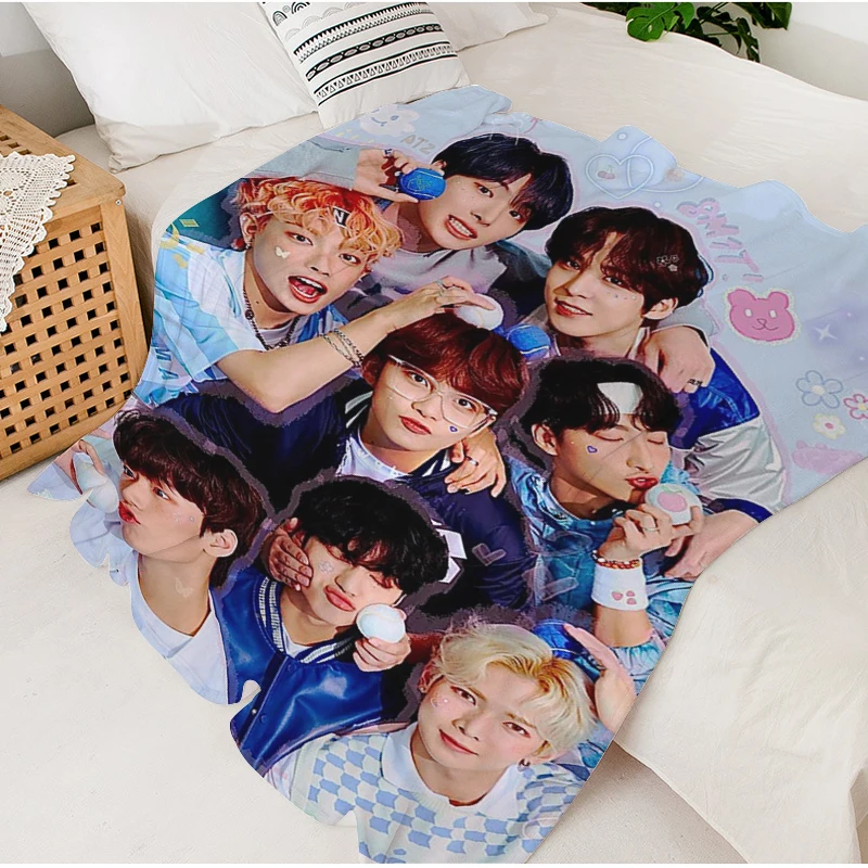 

Sofa Blankets for Winter D-Ateezs Kpop Warm Knee Fleece Camping Custom Bed Fluffy Soft Blankets King Size Microfiber Bedding