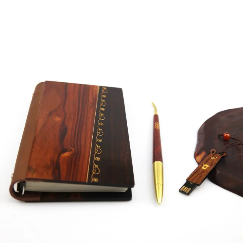 

Solid wood notebook three-piece set