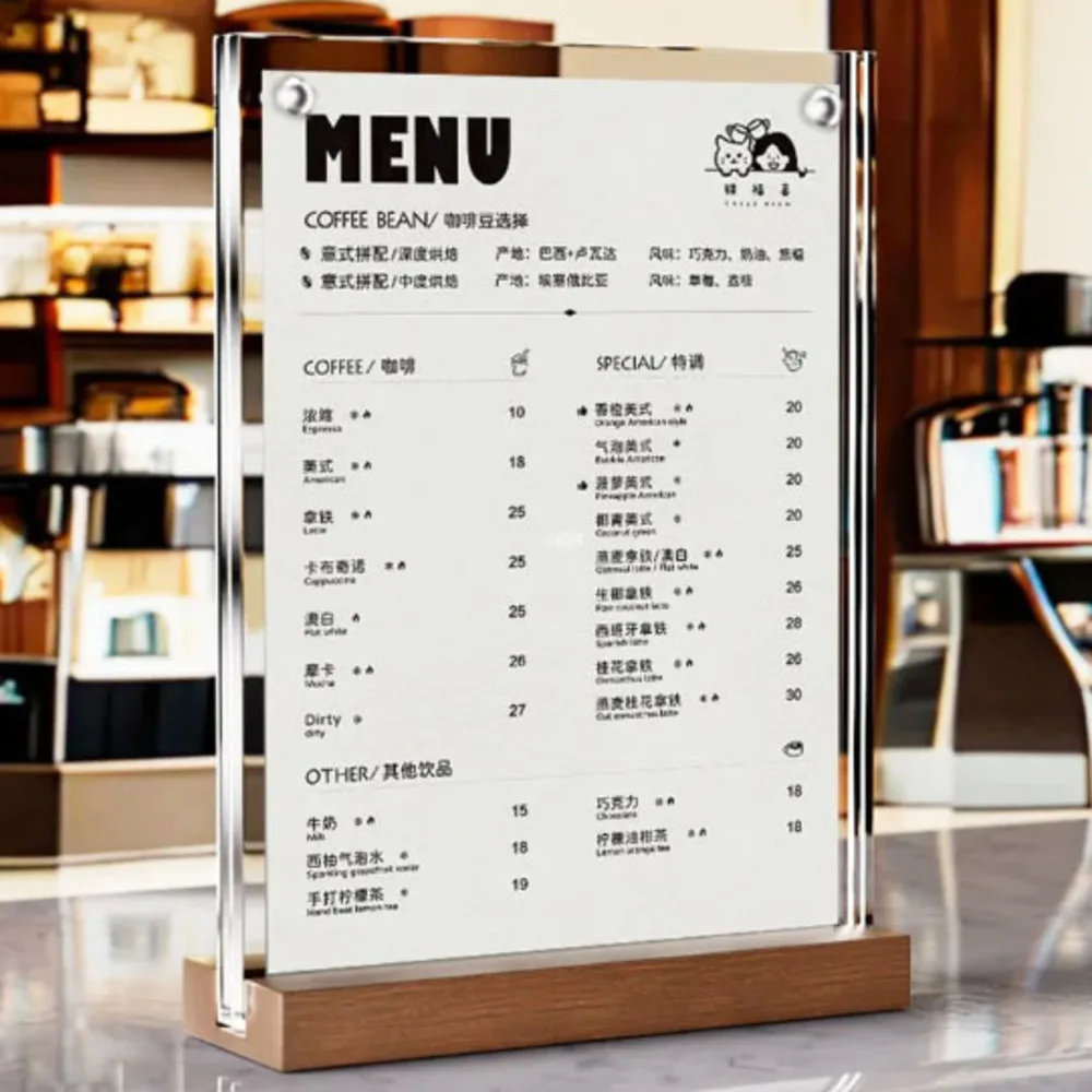 

A5 148x210mm Restaurant Table Menu Paper Price Tags Holder Flyer Poster Frame Magnetic Acrylic Sign Note Holder Display Stand