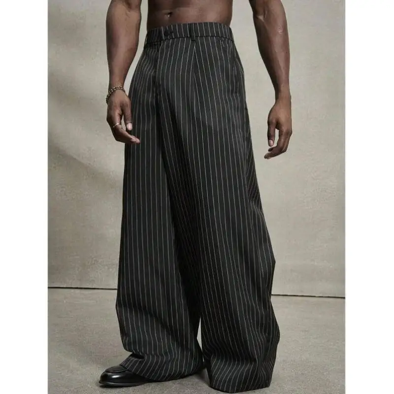 

New Men's Casual Pants High Waist Straight Leg Korean Sle Neutral High Quali Fabric Unbranded Casual Trousers