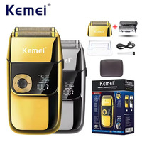 Kemei KM-2028 All Metal Washable Electric Shavers USB Charging Rechargeable Shaver Men's Shaving Razor Gold And Silver Trimmer