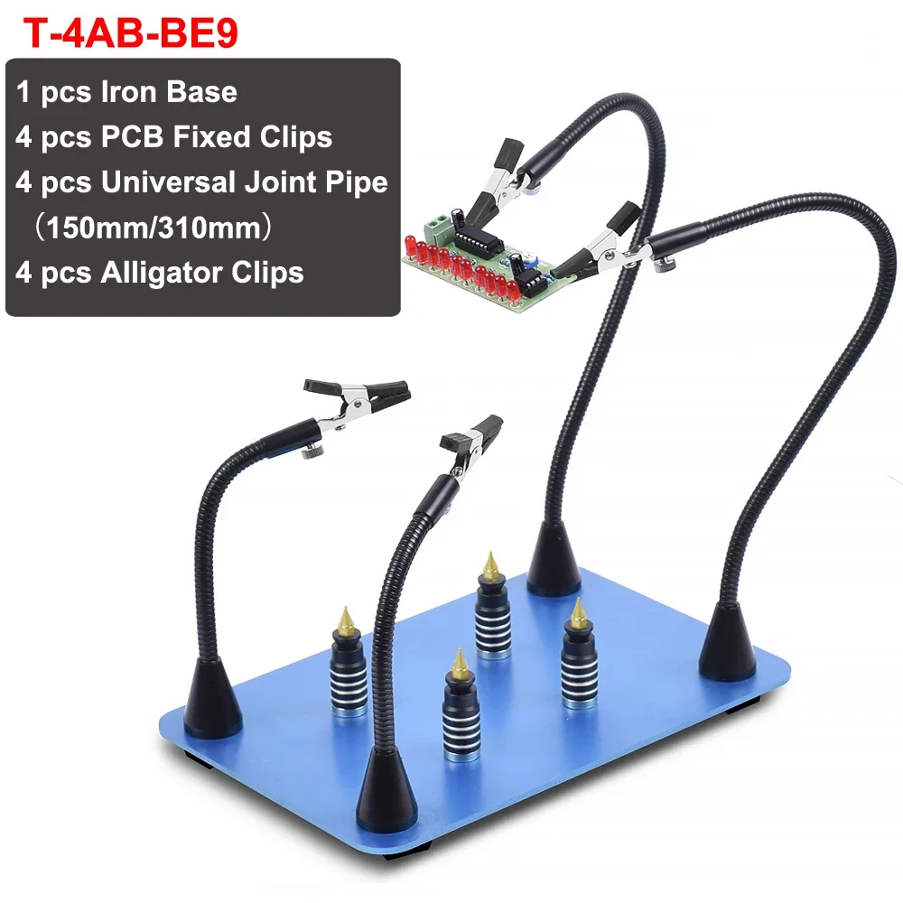 NEWACALOX PCB Fixture Clips Soldering Holder Third Hand Tool Magnetic Flexible Helping Hands with 3X LED Illuminated Magnifier