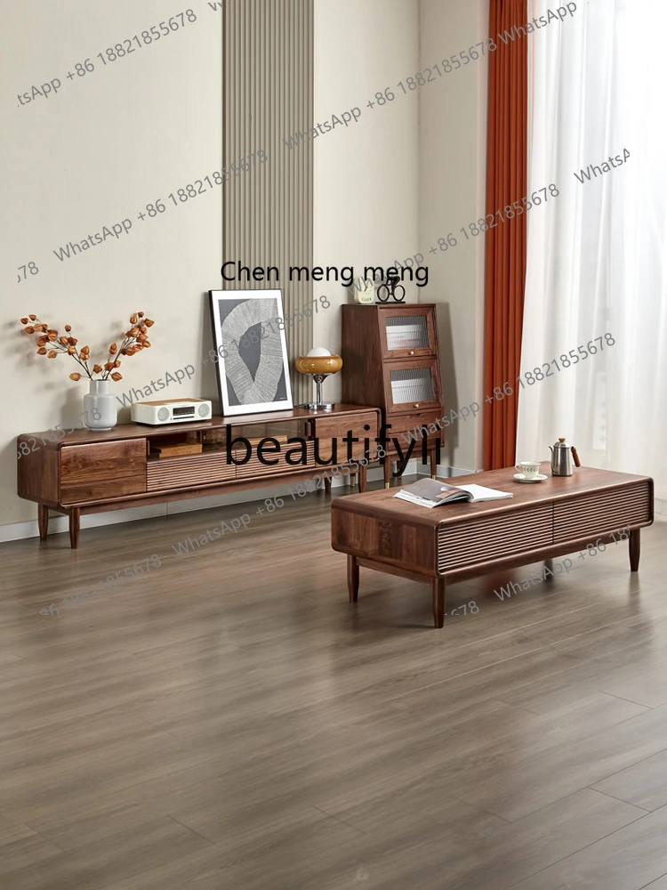 

178North American black walnut Japanese solid wood TV cabinet log living room cabinet simple log