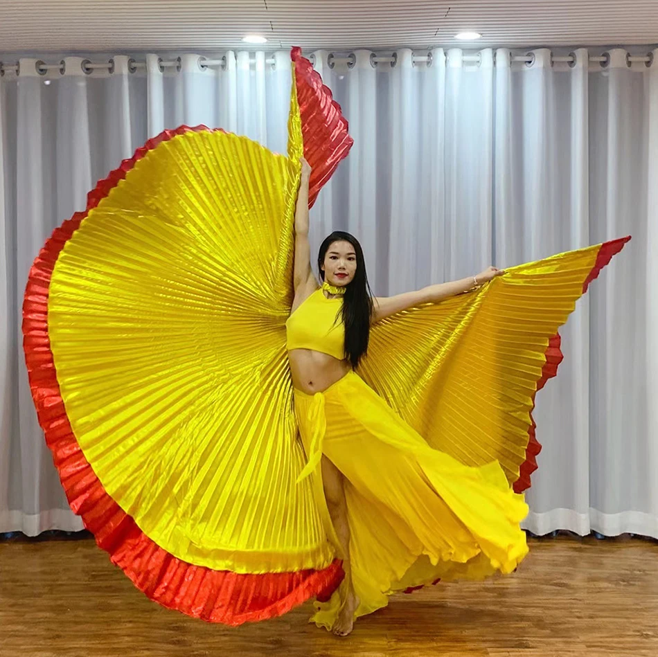 Belly Dance อุปกรณ์เสริม Isis ปีกที่สวยงาม Bollywood Eastern อียิปต์สติกเกอร์เสื้อผ้าสําหรับเด็กผู้ใหญ่ผู้หญิง Gold Wings
