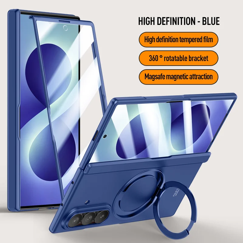 Magnetic Metal Rotate Holde Spring Hinge Case For Samsung Galaxy Z Fold 8 Ultra Screen Protector Glass Shockproof Cover