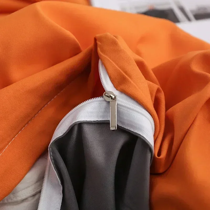 Solid Color Bedding Set Orange Grey Single Double Size Bed Linen Duvet Cover Pillowcase No Fillings Kids Adult Home Textile