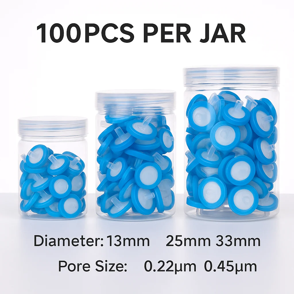 PES PVDF PTFE نايلون MCE PP GF حقنة تصفية 13 25 33 مللي متر 0.22 أم 0.45 أم معقمة مختبر عينة الإعدادية منخفضة البروتين ملزمة