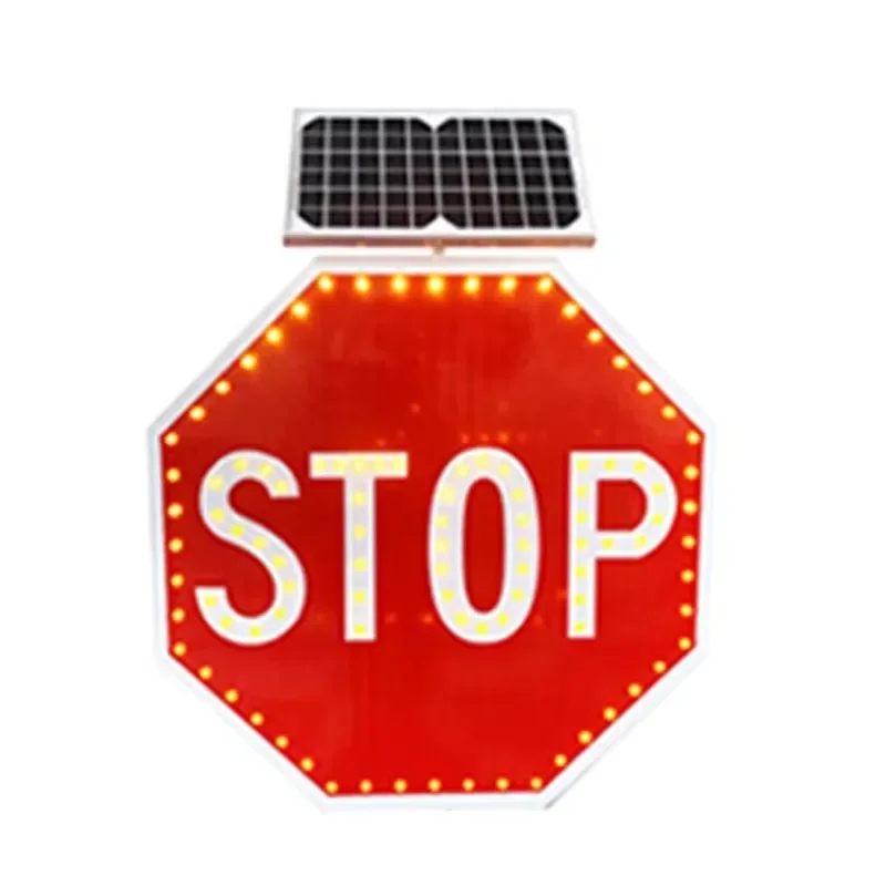 Solar Powered LED Traffic Sign Flashing Warning Light Speed Limit Road Safety Reflective Board for Street Highway