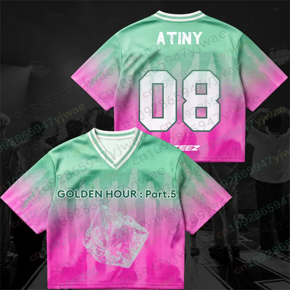 ATEEZ Golden Hour Part 5 Comeback Water Melon Mesh Jersey Fashion Streetwear Top Fan Gift Summer Men's Women's T-shirts