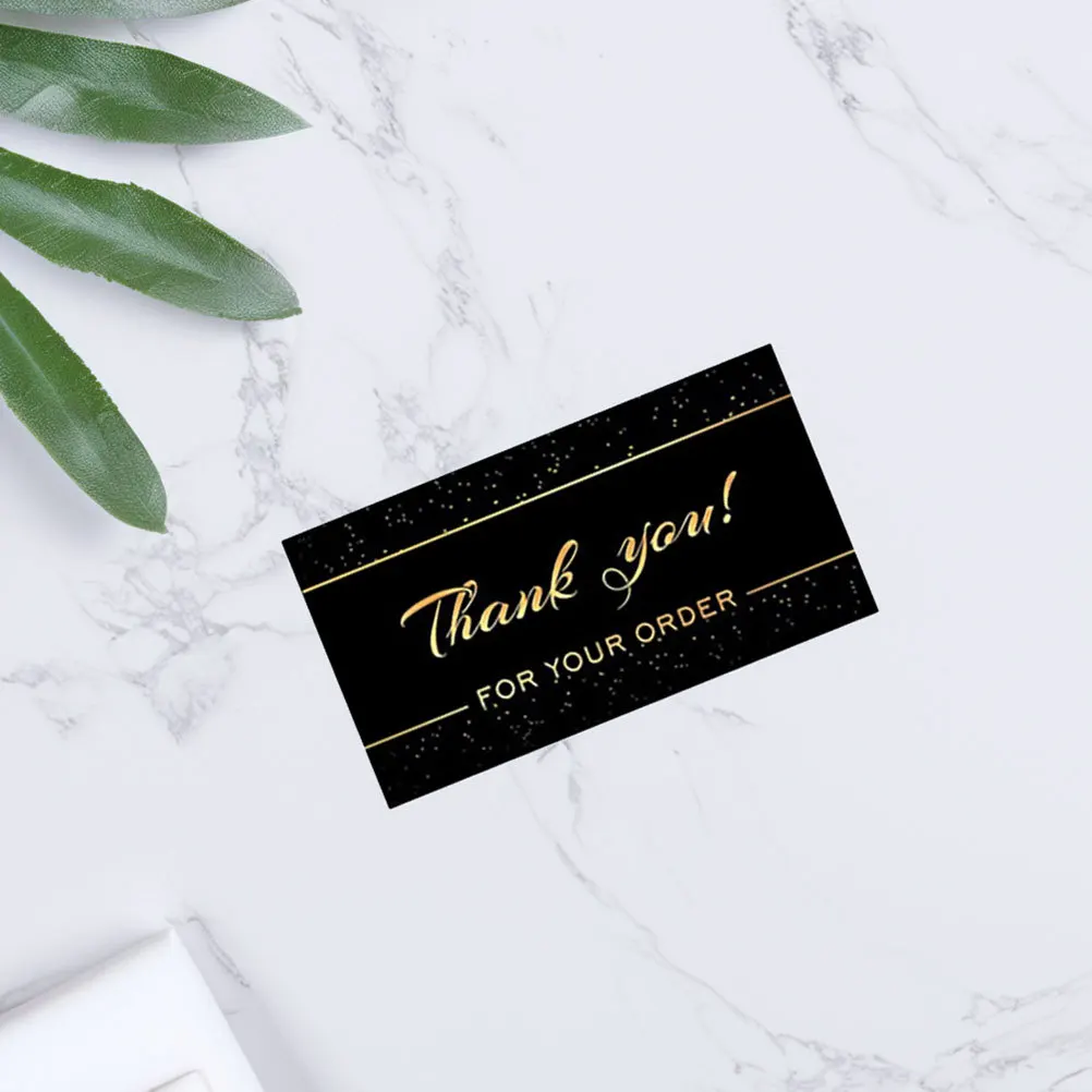 

50Pcs Black Thank You Cards Elegant Foil Stamped Gratitude Notes for Small Business Orders Appreciation Wedding Business Thank