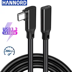 Hannord USB C Extension VR Link Cable 90 Dgree USB 3.2 Gen2 Elbow Extender PD100W 20Gbps Data Cord For Laptop Macbook PRO
