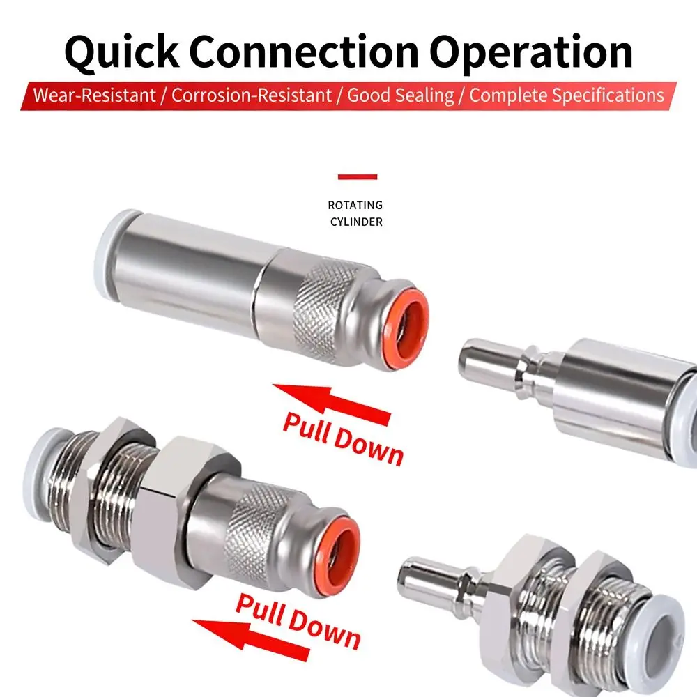 1Pcs KK2P/KK2S-04H-06H-04E-06E Tracheal Quick Connector Pneumatic PU Tube Quick Coupling One-way Brass Pipe Joint